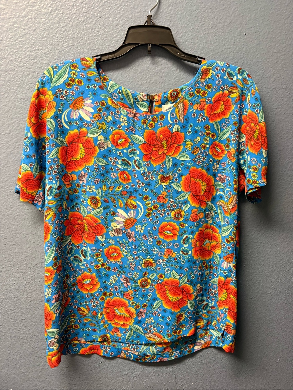Rose & Olive Blue Short-Sleeve Floral Tee